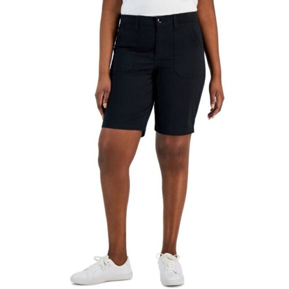 Karen Scott Women's 10 Mid Rise Stretch-Waist Black Casual Shorts NWT
